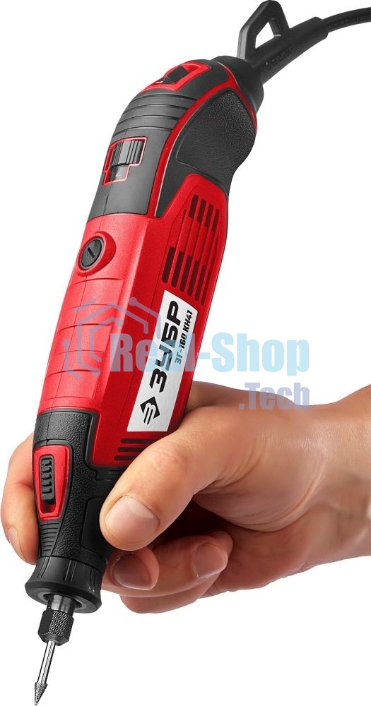 Прямошлифовальная машина (гравер) Зубр ЗГ-160 КН41, 220В, 160 Вт, 3.2 мм, 15000-35000 об/мин, набор насадок, цанг и державок, гибкий вал, штатив, 41 предмет, кейс