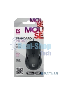 Мышь проводная Defender Standard MB-580 черный, 1000 dpi, USB, кнопки - 3