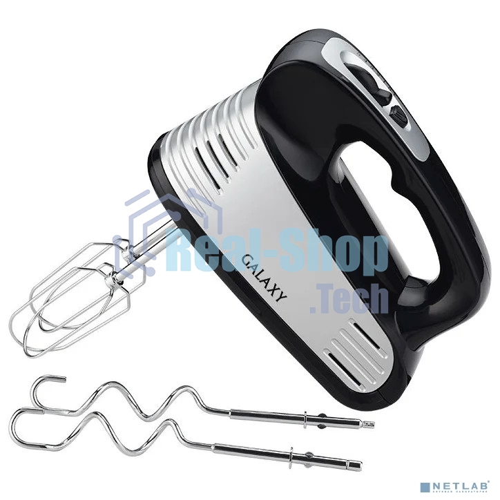 Миксер электрический Galaxy GL 2208, черный с серебристым, ручной, 250 Вт, 5 скоростей + режим 