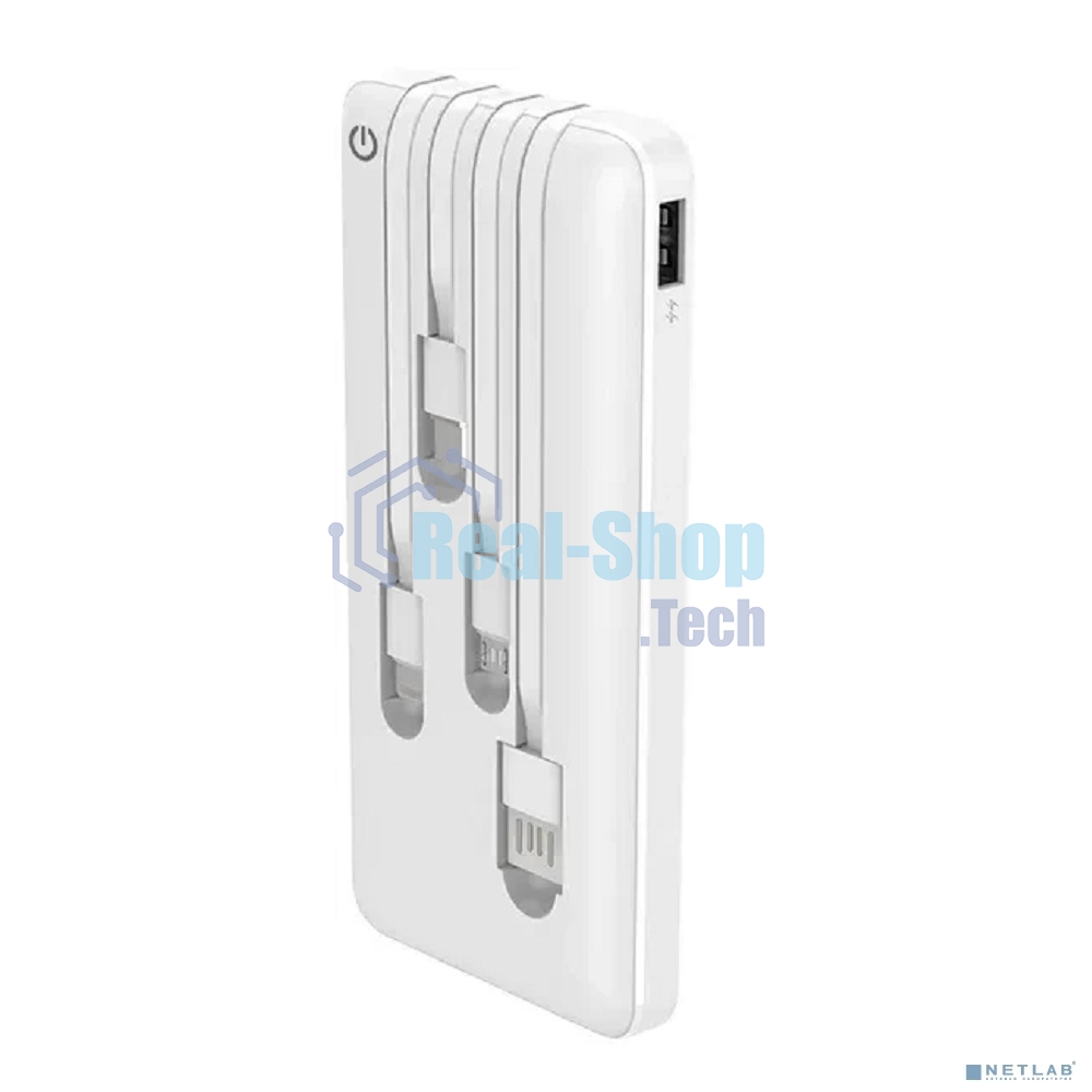 Портативный аккумулятор Powerbank Perfeo ABSOLUTE 10000mah In Micro usb,USB /Out USB,Micro usb,Type-C,Lightning, 2.1А/ белый (PF_B4879)