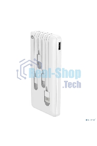 Портативный аккумулятор Powerbank Perfeo ABSOLUTE 10000mah In Micro usb,USB /Out USB,Micro usb,Type-C,Lightning, 2.1А/ белый (PF_B4879)