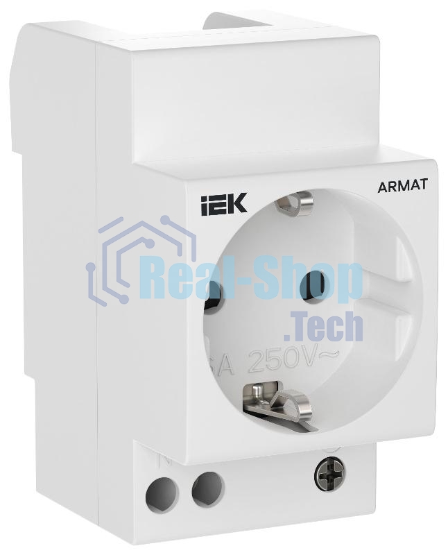 Розетка на DIN-рейку IEK ARMAT AR-SOD-G-GND-S-016 45мм с заземл. защ. шторки 16А
