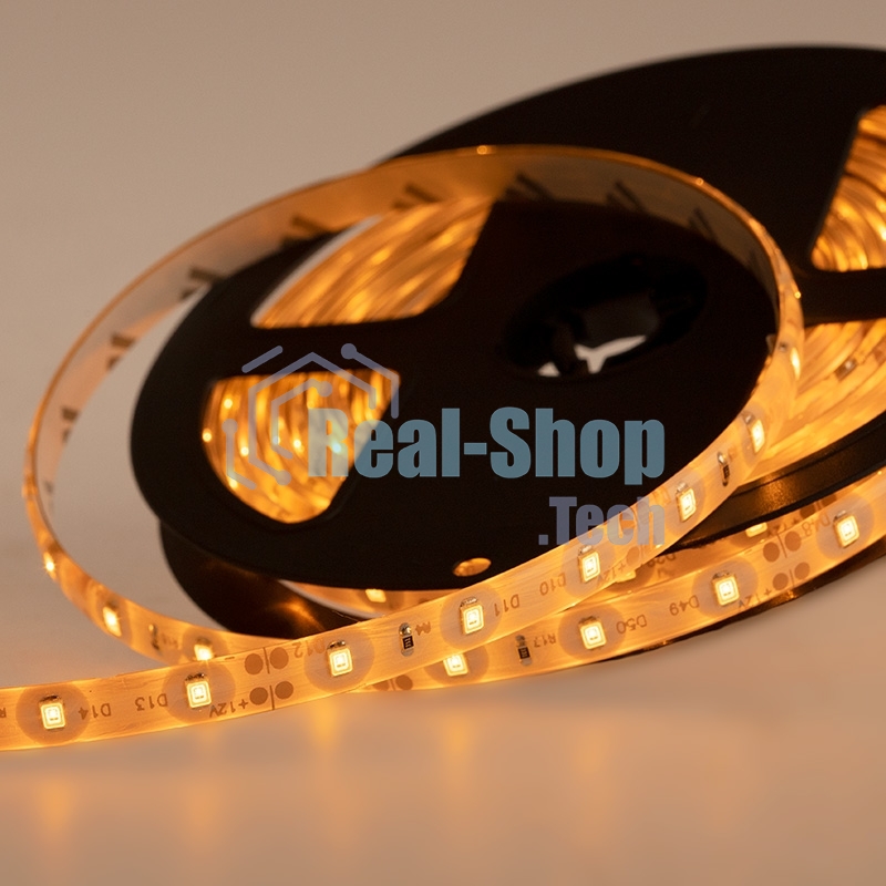 Лента светодиодная силикон, 8 мм, IP65, SMD 2835, 60 LED/m, 12 V, цвет свечения желтый