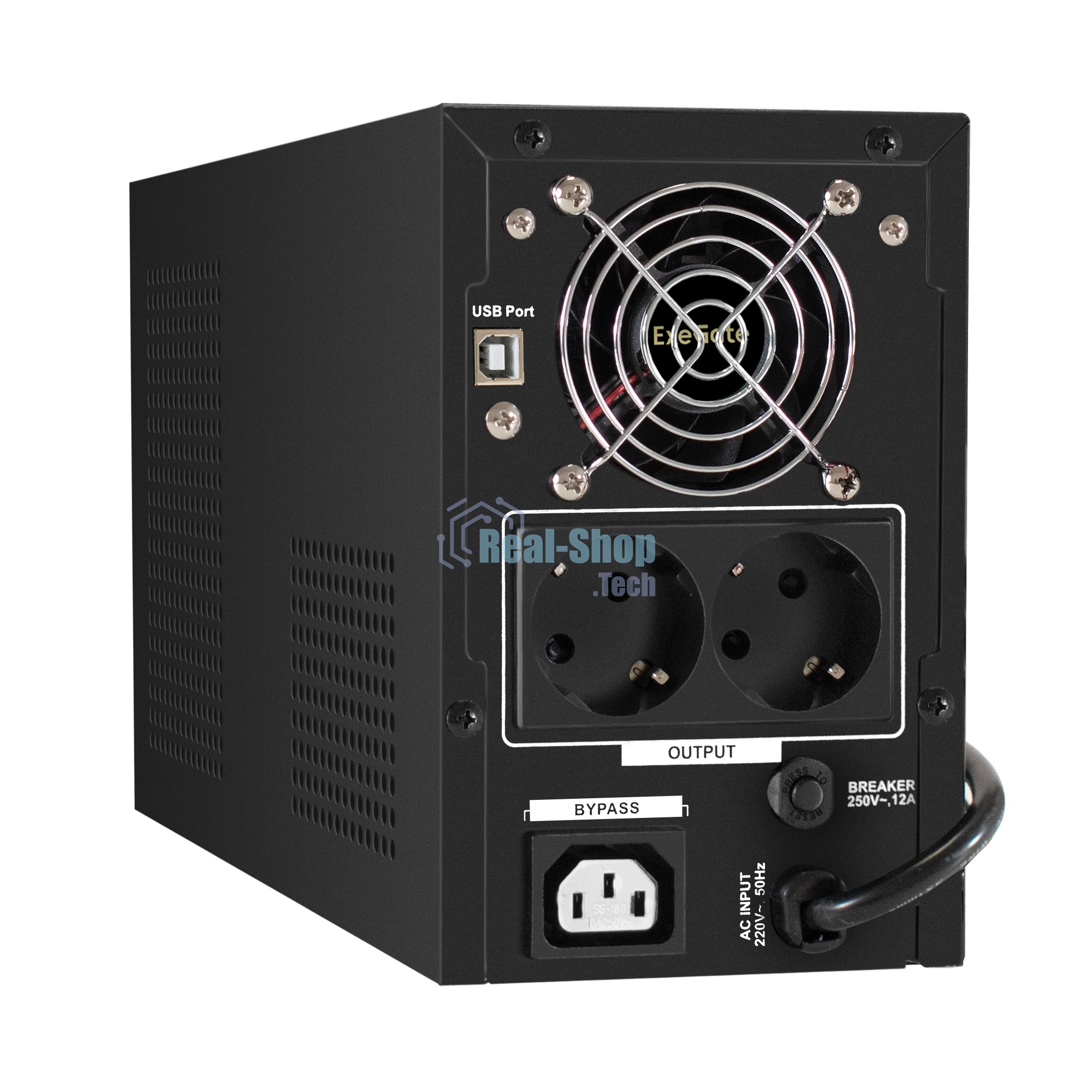 Источник бесперебойного питания ExeGate SineTower SN-1500.LCD.AVR.2SH.1C13.USB 1500VA/1200W, чистая синусоида, LCD дисплей, AVR, 2*Schuko+1*C13, USB, линейно-интерактивный, черный