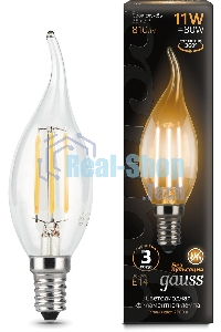 Лампа cветодиодная Gauss LED Filament Свеча на ветру E14 11W 720lm 2700K 1/10/50