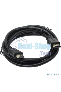 Кабель HDMI C-HM-HM-1.8M Wize, 1.8 м, v.2.0, 19M/19M, позол.разъемы, экран, черный, пакет