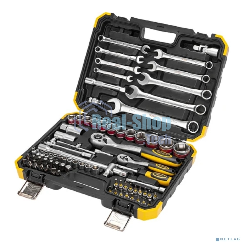 Набор инструментов Kranz 1/2, 1/4, CrV, пластиковый кейс, 82 предмета