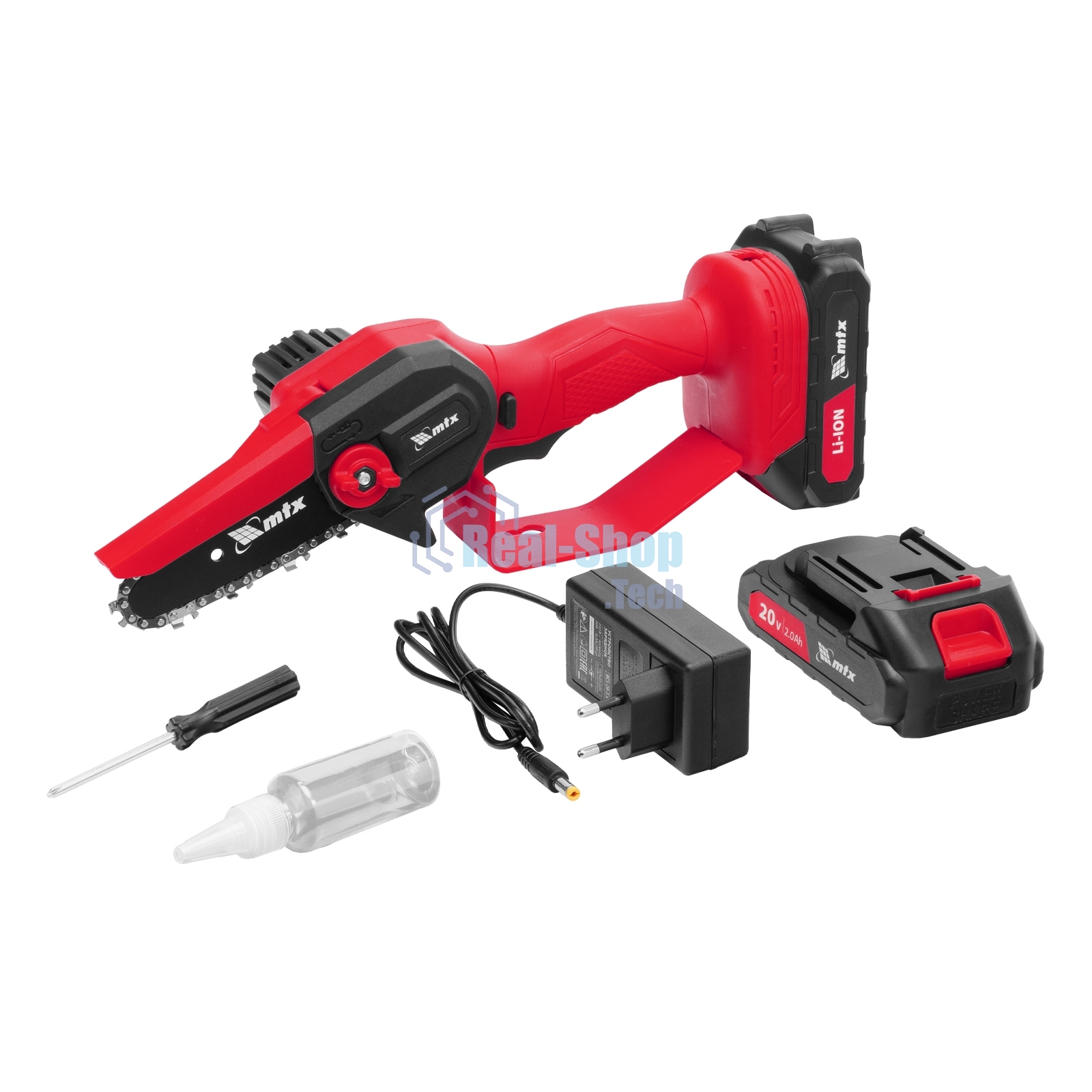 Цепная мини-пила аккумуляторная MTX MCS-100, шина 100 мм, Li-Ion, 20 В