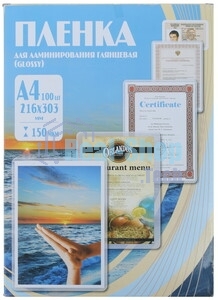 Пленка для ламинирования Office Kit 150мкм A4 (100 шт) глянцевая 216x303 мм PLP11223-1