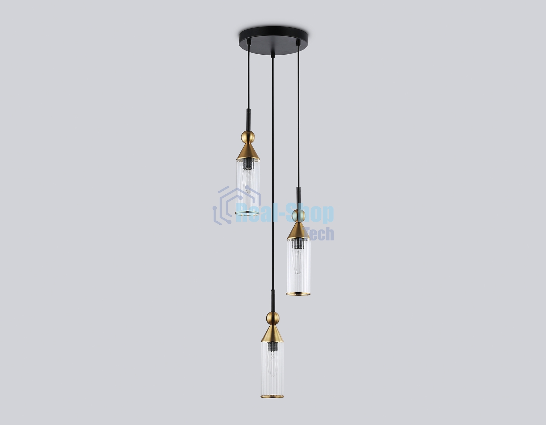 Светильник Ambrella light LH55252/3 BK/BS/CL черный/латунь/прозрачный E14*3 max 40W D230*1200
