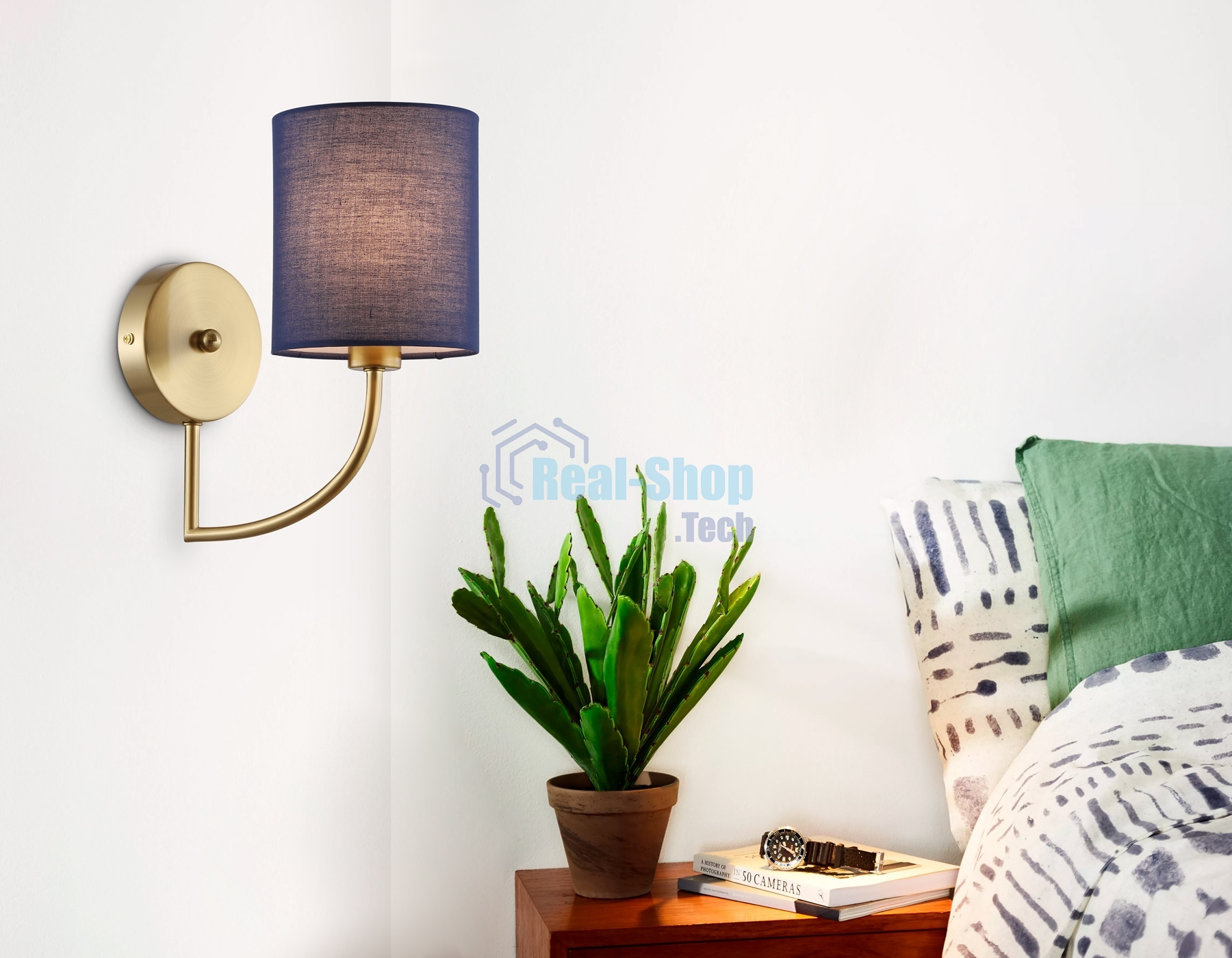 Настенный светильник Ambrella light LH71275 BS/DB латунь/темно синий E14 max 40W 225*120*250