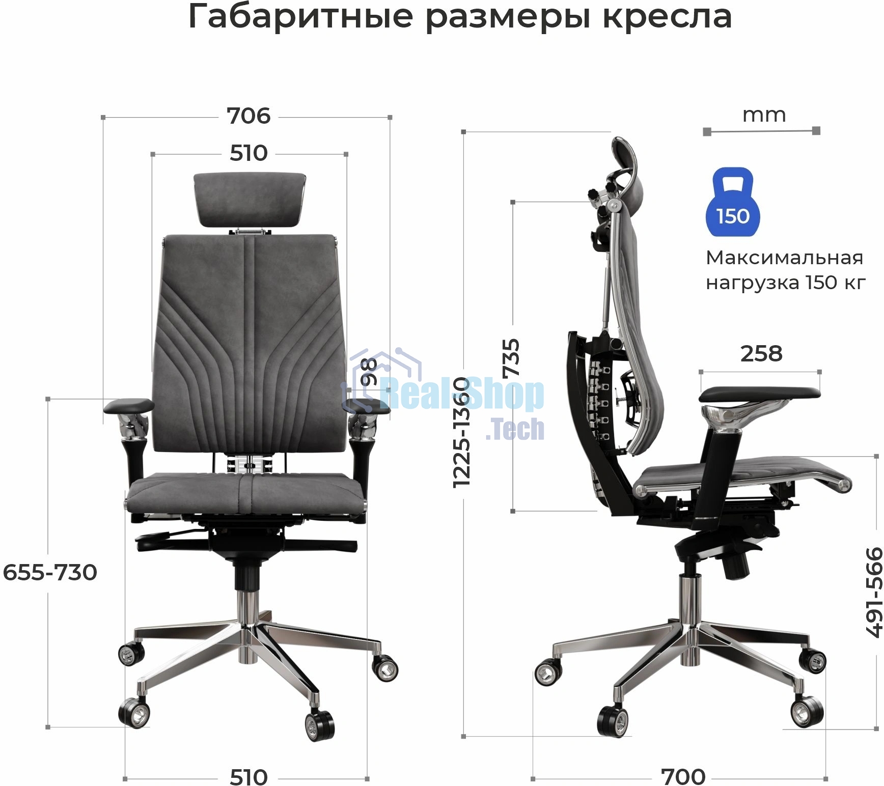 Кресло руководителя эргономичное Метта Yoga 4DF B2-12D - GoyaLE темно-серый сиденье темно-серый велюр с подголов. крестов.5-луч. металл хром