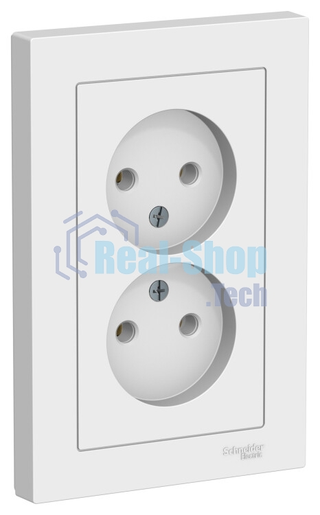 Розетка 2-м AtlasDesign без заземл. 16А в сборе белый SchE ATN000120