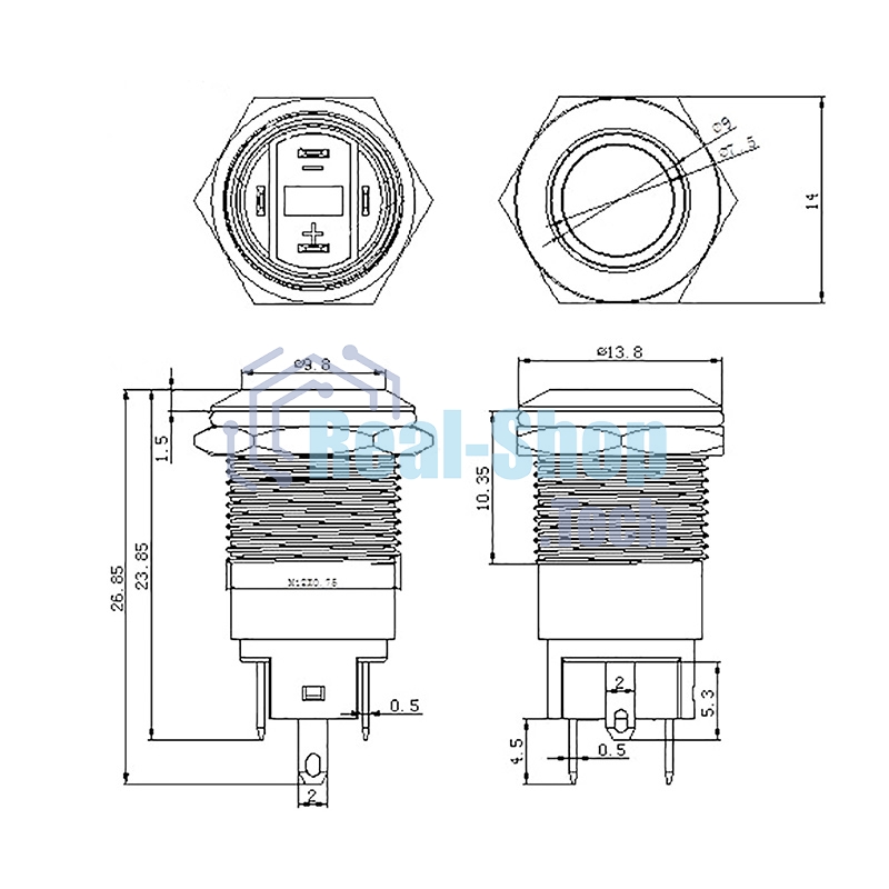 Кнопка антивандальная Rexant Ø12 12В Б/Фикс (4с) (ON)-OFF красная