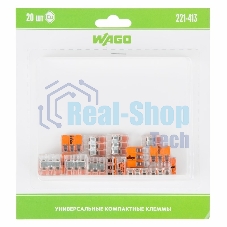 Универсальная клемма 3-х проводная, 20 штук (серия 221-413)
