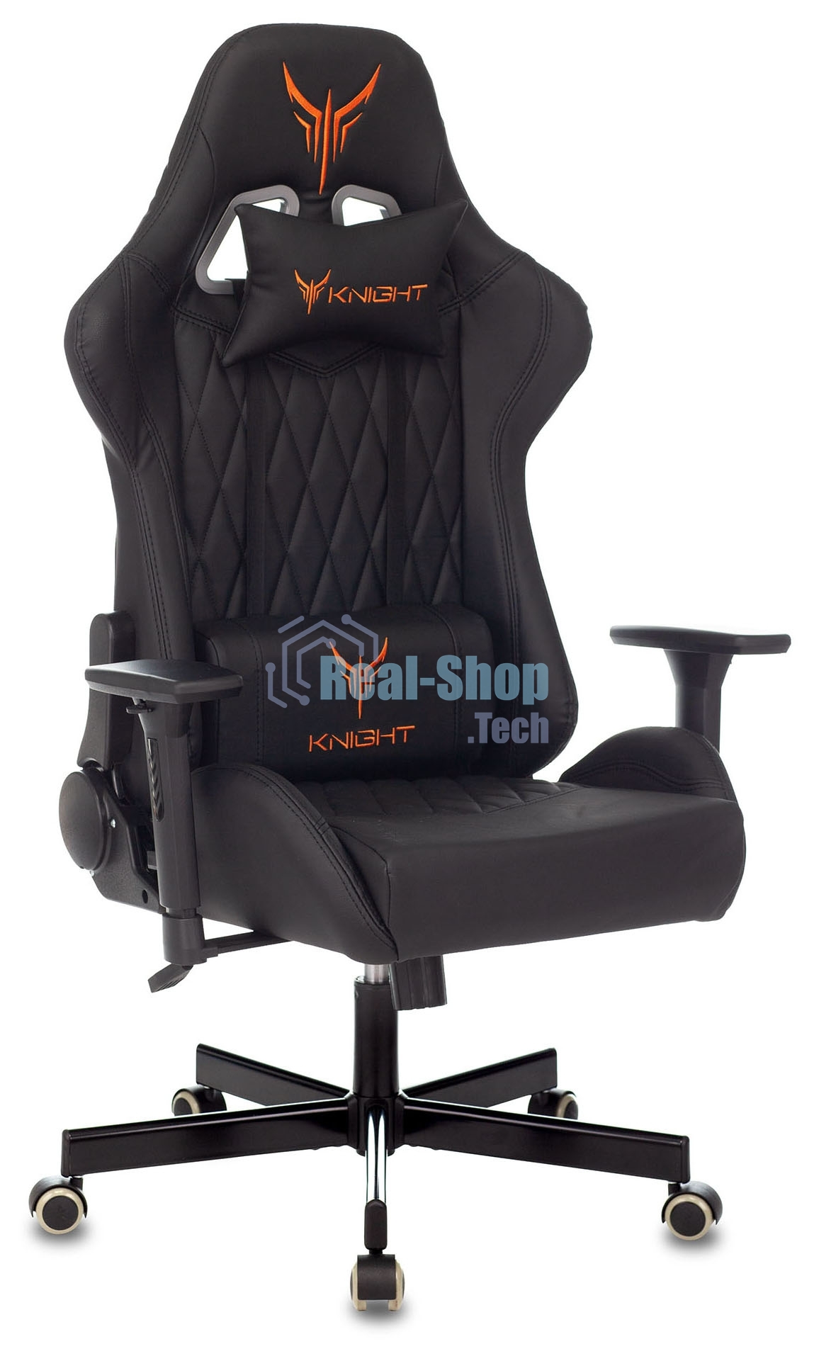 Кресло игровое Knight ARMOR черный, ромбик, эко.кожа, с подголовником, крестовина металл