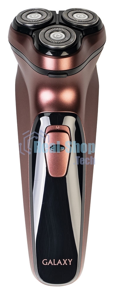 Электробритва Galaxy Line GL 4209, бронзовый, аккумуляторная, 5 Вт, Li-Ion аккумулятор емкостью 600 мА*ч, вр. непр. работы до 1,5 ч, ножи из нержавеющей стали, 3 независимые плавающие головки, возможность промывки бреющего блока, индикатор заряда и работы