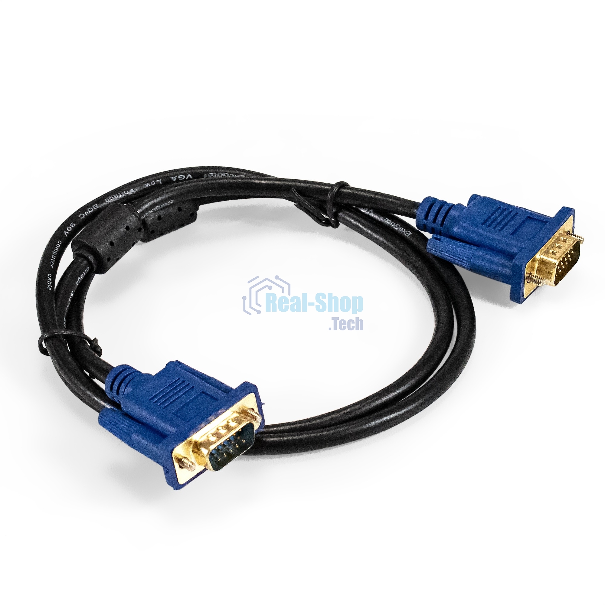 Кабель VGA Pro ExeGate EX-CC-PVGA-15M15M-1.0 (15M/15M, 1м, 2 фильтра, позолоченные контакты, экран)