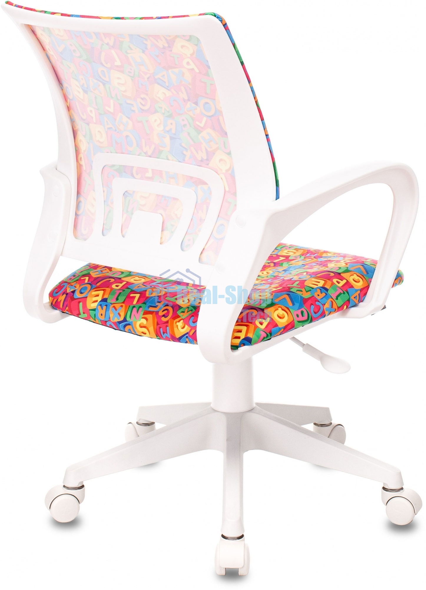 Кресло детское Бюрократ BUROKIDS 1 W мультиколор алфавит крестов. пластик, пластик белый