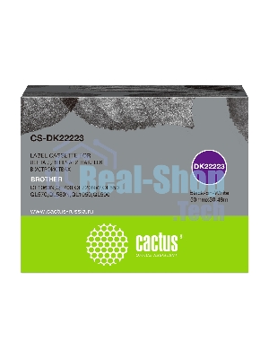 Картридж ленточный Cactus CS-DK22223 50 мм, черный шрифт, белый фон, 30.48 м для Brother P-touch QL-500, QL-550, QL-700, QL-800