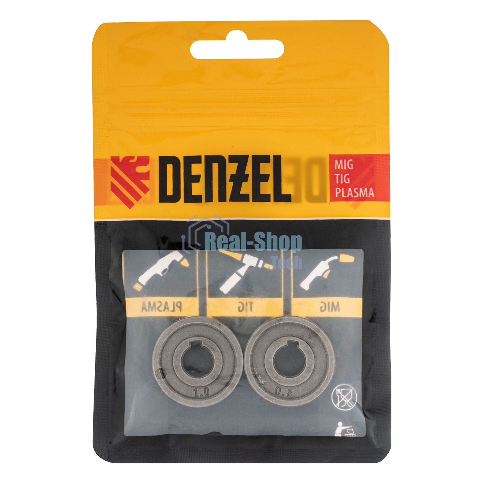 Подающий ролик Denzel V профиль под стальную проволоку 0,8-1 мм, 2 шт