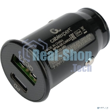 Автомобильное зарядное устройство Cablexpert MP3A-UC-CAR23, 20Вт, быстрая зарядка QC3.0/PD, 2 порта: USB и Type-C