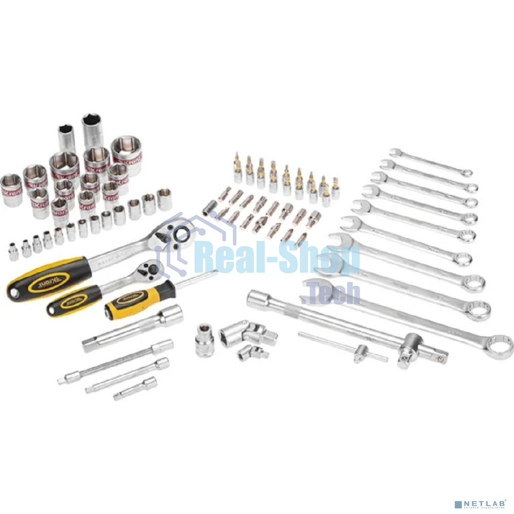 Набор инструментов Kranz 1/2, 1/4, CrV, пластиковый кейс, 82 предмета