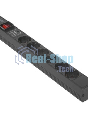 Блок розеток горизонтальный ExeGate ServerPro PDU-19H607 Al-6S-C14-SW-SPD1, 19