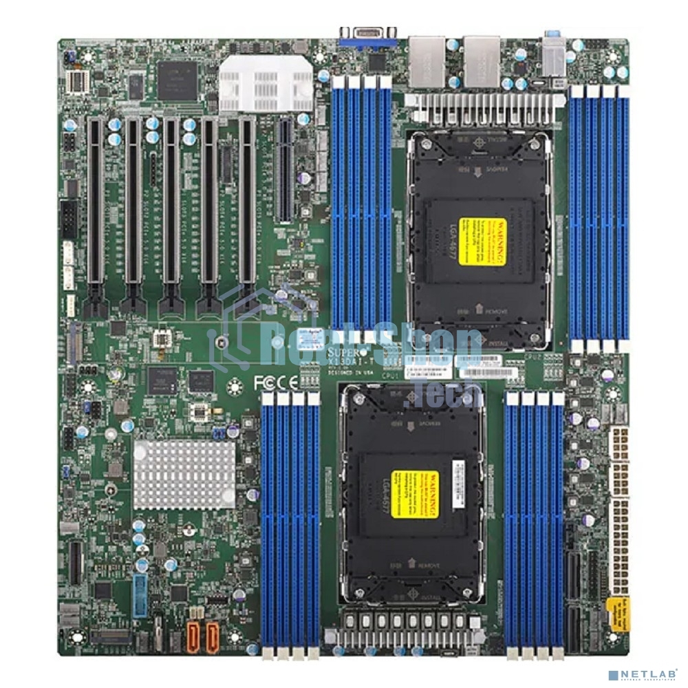 Серверная материнская плата Supermicro MBD-X13DAI-T-B, 2xLGA4677, Intel C741, 16xDDR5, 10xSATA, 2xM.2, 5xPCIe 5.0 x16, 1xPCIe 5.0 x8, 1xVGA, 2x 10Gb LAN, 6xUSB 3.0, 2xUSB 2.0, 1xUSB 3.2 Gen 1, E-ATX
