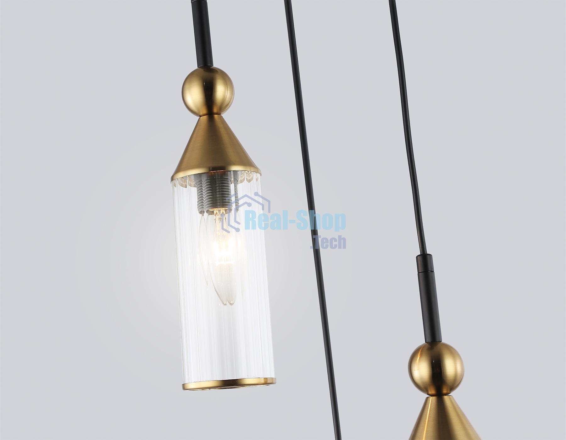 Светильник Ambrella light LH55252/3 BK/BS/CL черный/латунь/прозрачный E14*3 max 40W D230*1200
