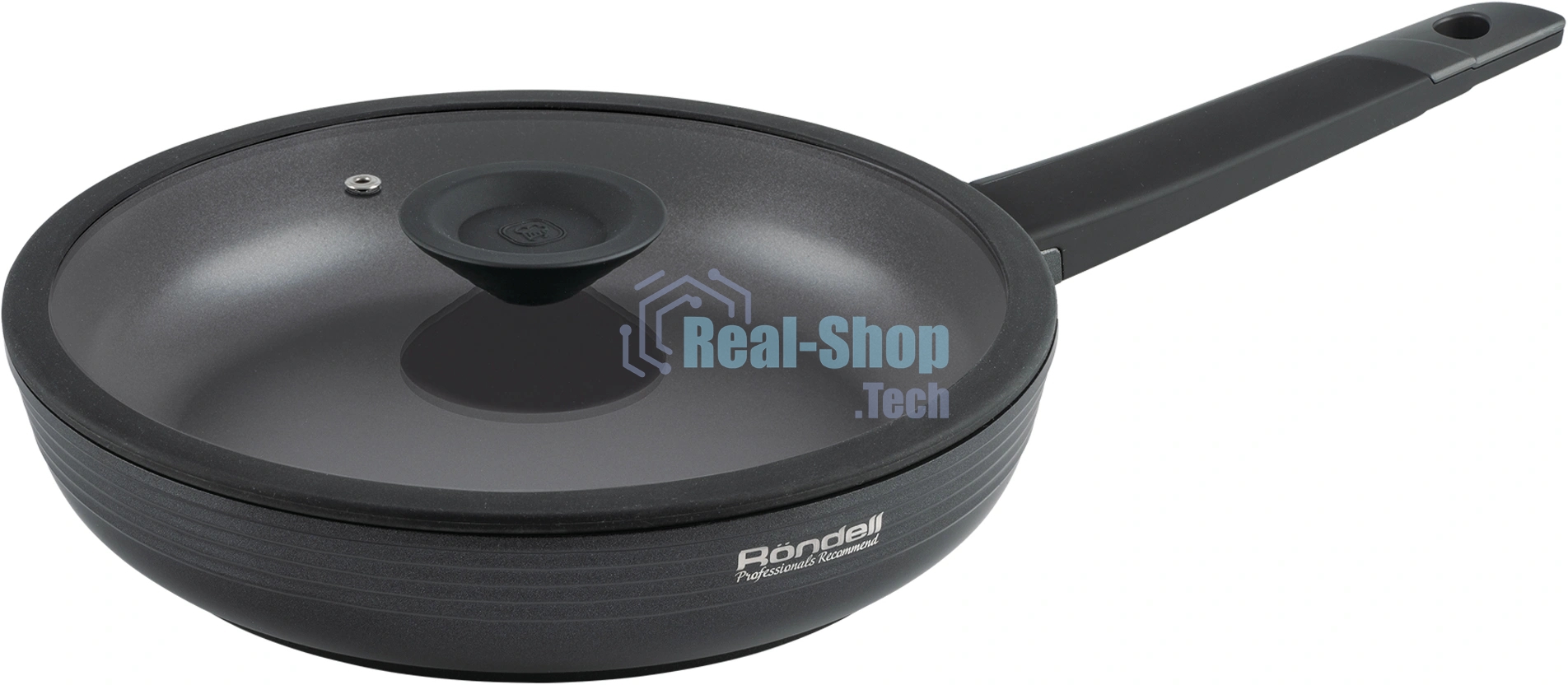 Сковорода Rondell Kontur RDA-1487 круглая 26 см, покрытие: Xylan Plus ручка несъемная (с крышкой) графитовый