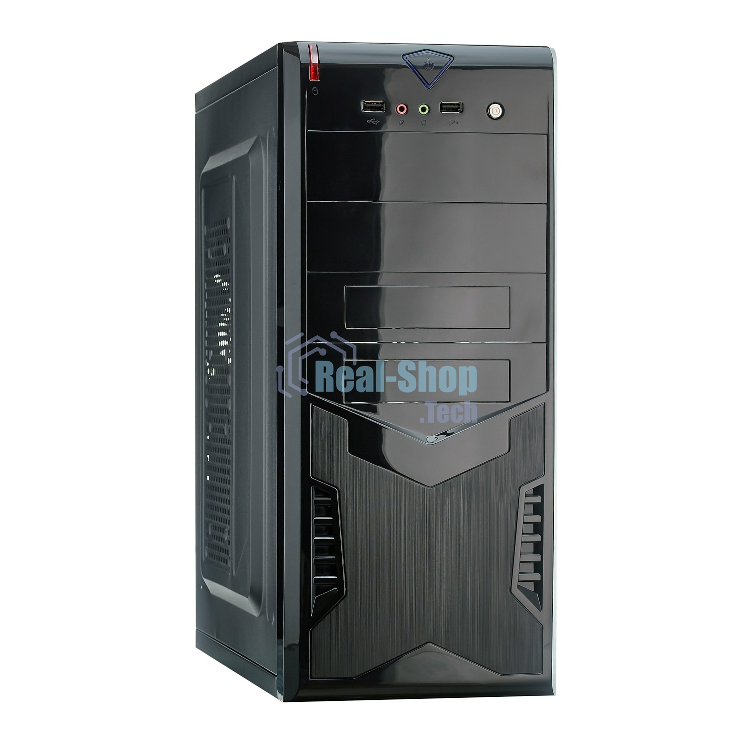 Компьютерный корпус Miditower ExeGate CP-604 Black, ATX, (без БП), 2хUSB, Audio