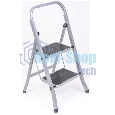 Стремянка стальная КЛАСС ПЛЮС, 2 ШИРОКИЕ СТУПЕНИ 20х30 см, верхняя площадка 45 см, до 120 кг, 123302