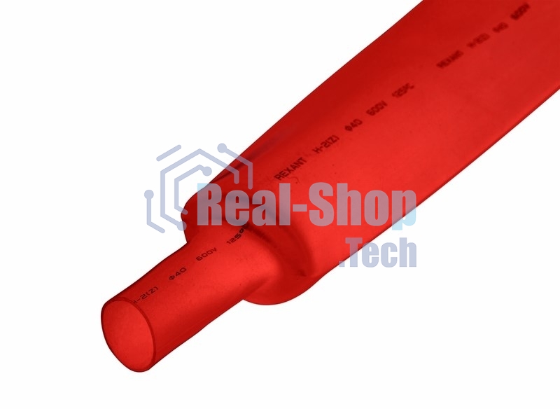 Термоусаживаемая трубка Rexant 35,0/17,5 мм, красная, упаковка 10 шт. по 1 м