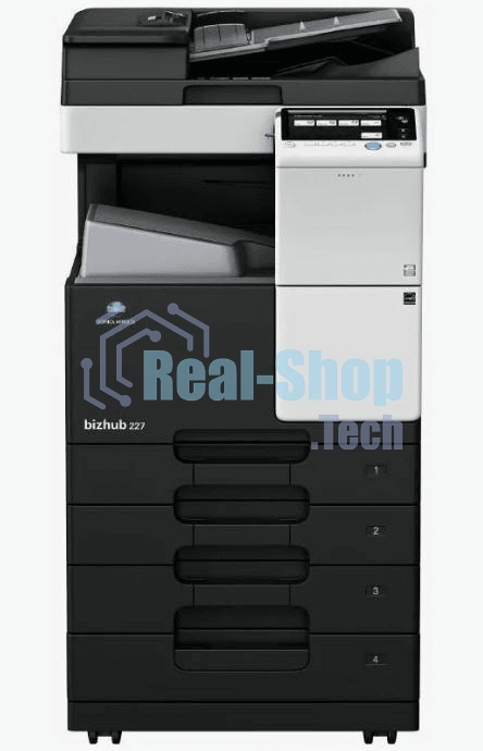 МФУ лазерное Konica-Minolta bizhub 227 монохромное, (A3, 22 стр./мин., 19000стр/мес, 250Gb, сеть, дуплекс, 2*500л, 2Gb, без крышки или автоподатчика, без тонера), обязат. установка специалистом АСЦ