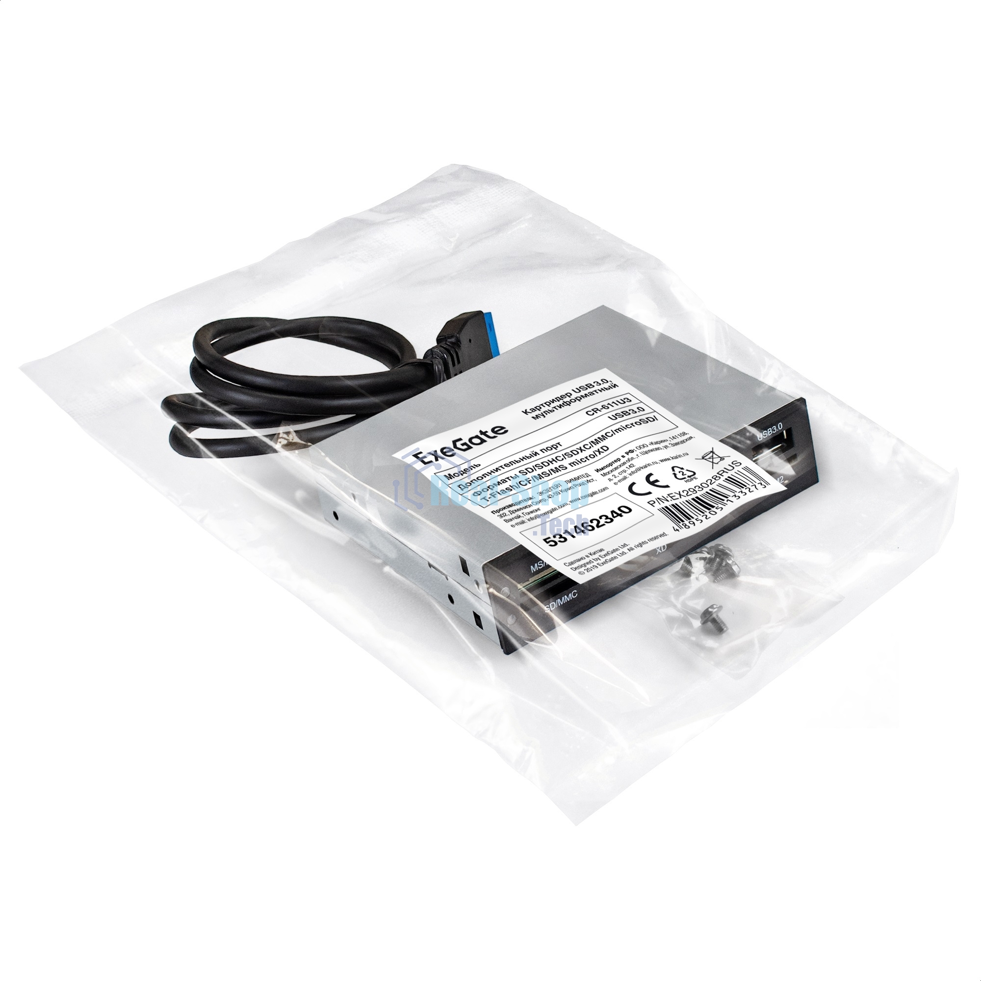 Кард-ридер ExeGate EX293028RUS USB 3.0 CR-611U3 (внутренний, 3.5