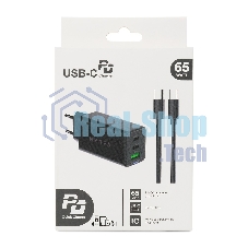 Сетевое зарядное устройство NERPA PD333CBX 65W GaN PD+QC3.0, 2xUSB-C, 1xUSB-A, USB-C - USB-C 100W cable 1.5m черный, EU plug, BOX