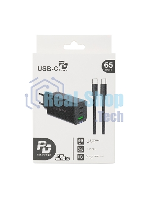 Сетевое зарядное устройство NERPA PD333CBX 65W GaN PD+QC3.0, 2xUSB-C, 1xUSB-A, USB-C - USB-C 100W cable 1.5m черный, EU plug, BOX