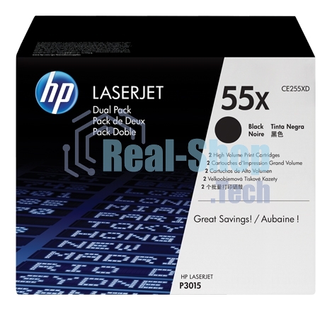 Картридж лазерный набор из 2 шт HP LaserJet CE255XD черный для LJ P3015(2 х 12500 стр)