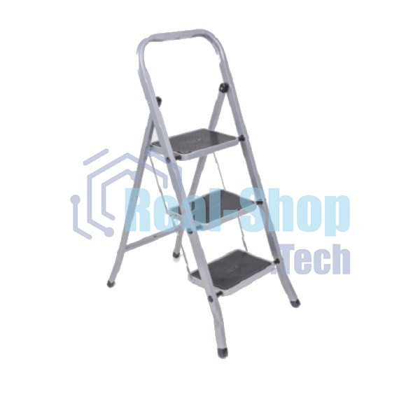 Стремянка стальная КЛАСС ПЛЮС, 3 ШИРОКИЕ СТУПЕНИ 20х30 см, верхняя площадка 69 см, до 120 кг, 123303