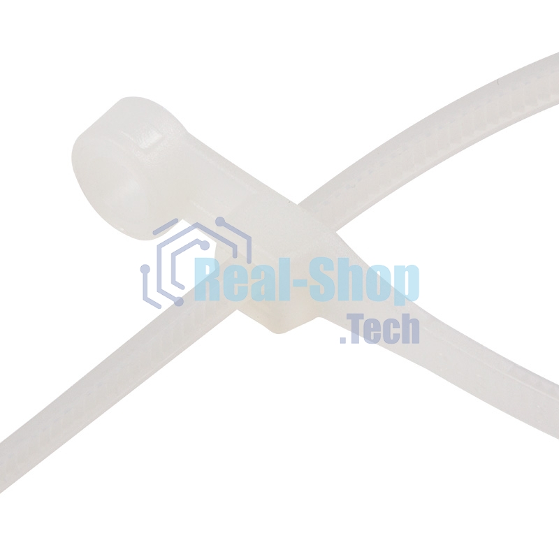 Хомут-стяжкa нейлоновая под винт Rexant 200x4,3 мм, белая, упаковка 100 шт.