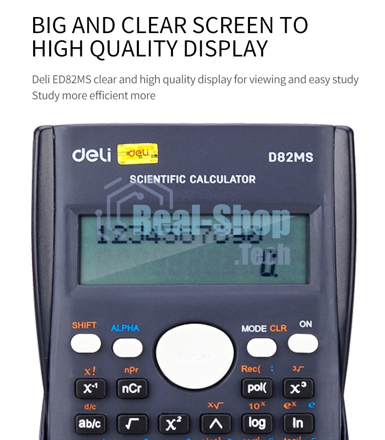 Калькулятор научный Deli ED82MS темно-синий 10+2-разр.