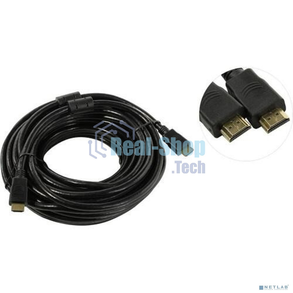Кабель HDMI Exegate EX287727RUS EX-CC-HDMI2-15.0F (19M/19M, v2.0, 15м, 4K UHD, Ethernet, ферритовые кольца, позолоченные контакты)
