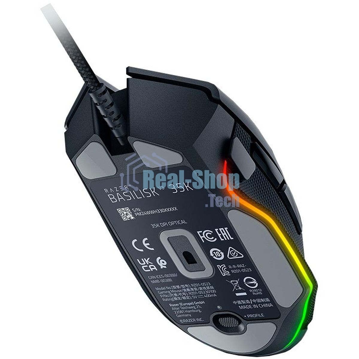 Мышь проводная Razer Basilisk V3 35K черный, 35000 dpi, USB, кнопки - 11