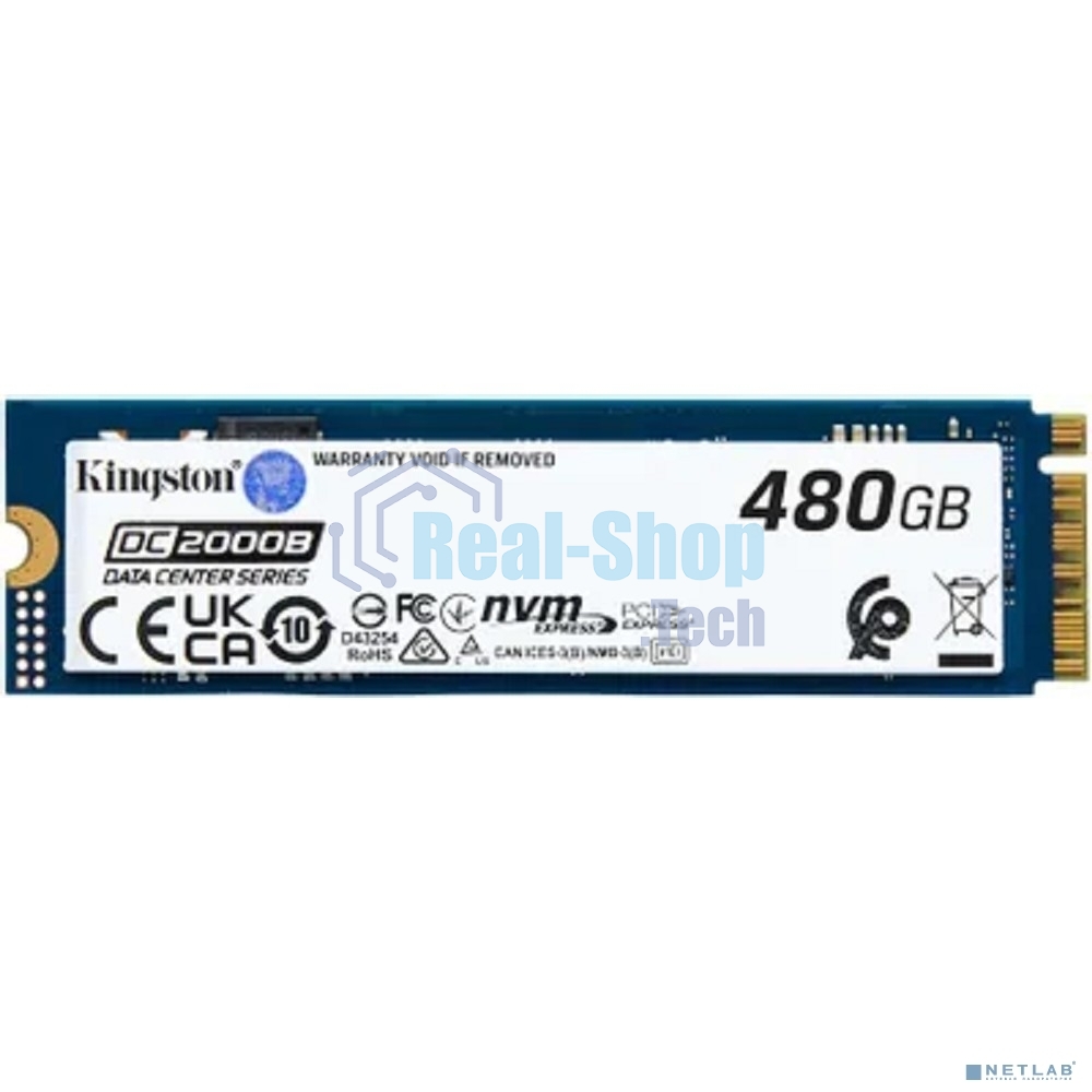 Накопитель SSD Kingston DC2000B, 480Gb, PCIe 4.0 x4, M.2 2280, R/W 7000/800