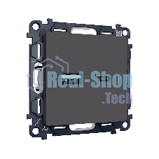 Комплект механизма розетки ALFA Графит мягкое касание 2USB A+C 20W (быстрая зарядка) QUANT (AP9110, VM177) MA911010