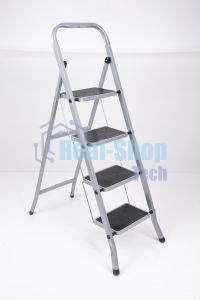Стремянка стальная КЛАСС ПЛЮС, 4 ШИРОКИЕ СТУПЕНИ 20х30 см, верхняя площадка 91 см, до 120 кг, 123304