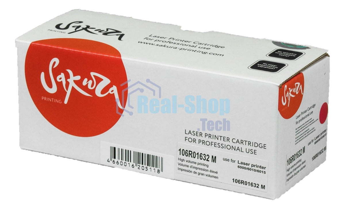 Картридж лазерный Sakura 106R01632 для Xerox Phaser 6000/ 6010, WC6015 пурпурный, 1000 к.