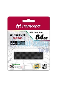 Флешка USB Transcend JetFlash 780 (TS64GJF780), 64Gb, USB 3.2 Gen 1 (USB 3.0), R/W 210/140, черный/серебристый