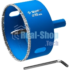 Коронка алмазная Зубр 29850-68ЭКСПЕРТ в сборе по кафелю керамике P60 68мм